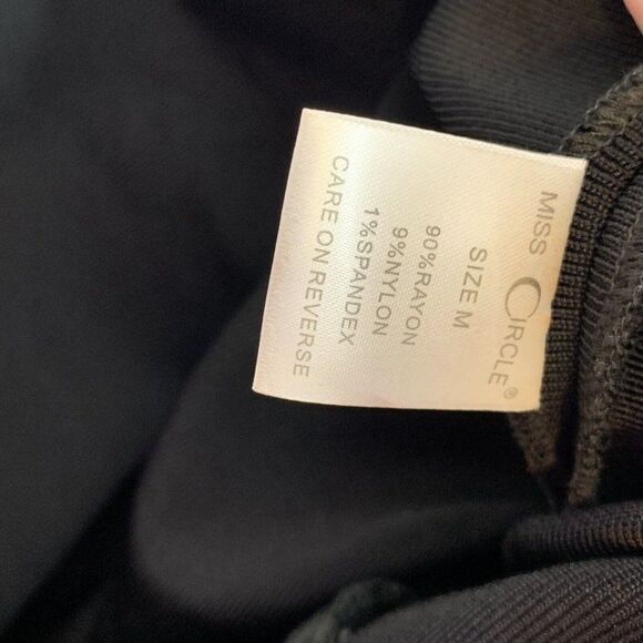 Miss Circle Cut Out Dress M Black Midi BodyCon Exposed Zipper Sexy Long Sleeve - Picture 6 of 8